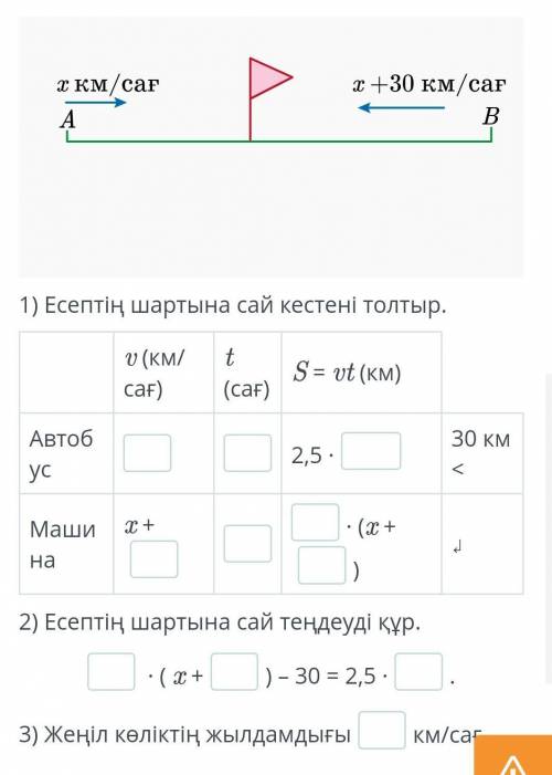 A қаласынан B қаласына қарай автобус шықты. 30 минут өткен соң B қаласынан A қаласына қарай автобуст