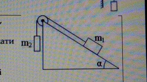 В показанной на рисунке системе α = 30 °, m1 = 6 кг, m2 = 7 кг. Коэффициент трения между первым груз