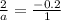 \frac{2}{a} = \frac{ - 0.2}{1}