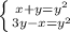 \left \{ {{x+y=y^{2} } \atop {3y-x=y^{2} }} \right.