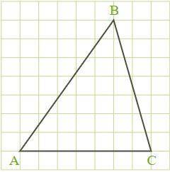 Найди cреднюю линию, параллельную AC данного треугольника, если размер клетки 4 см2. ответ рассчитай