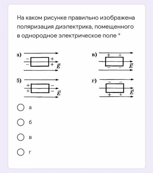 На каком рисунке правильно изображена поляризация диэлектрика