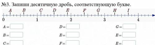 №3. Запиши десятичную дробь, соответствующую букве.