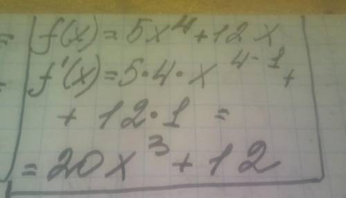 Найдите производную функции f(x)=-5x^4+12x