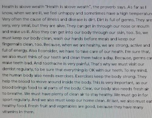 1. Germs can get in through 2. When we are healthy, we are 3. People have to take care of Complet t