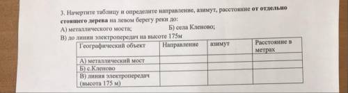 Определить в таблице направление .азимут и расстояние отдельно стоящего дерева