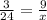 \frac{3}{24} = \frac{9}{x}