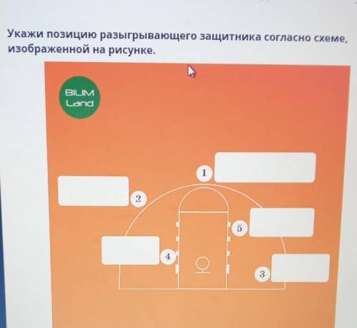 Укажите позицию разыгрывающего защитника Согласно схеме изображения на рисунке​