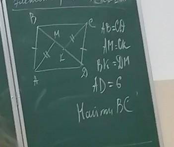 решить задачку по геометрии(фотография прилагается) Если неразборчиво, то:AB=CDAM=CKBK=DMAD=6Найти B