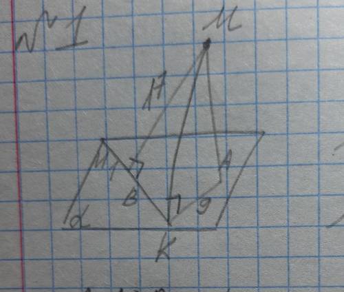 Из точки М к плоскости проведен перпендикуляр МА1, две наклонные ММ1 и МК. Проекция наклонной МК=9 с