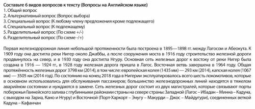 Составьте типов вопросов к тексту
