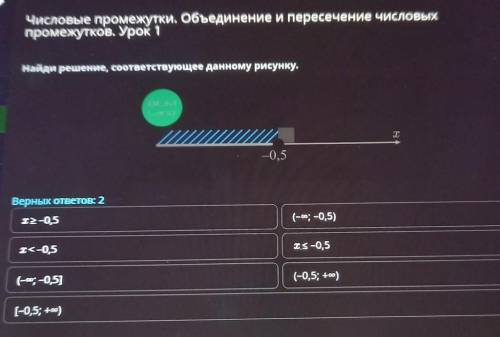 ЧИСЛОВые промежутки. Объединение и пересечение числовых промежутков. Урок 1Найеррешение, соответству
