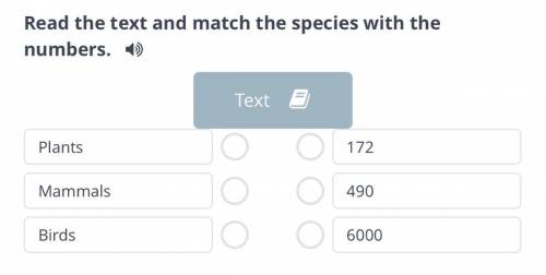 Read the text and match the species with the numbers