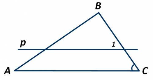 На рисунке градусная мера угла АСВ равна 55° и градусная мера угла 1 равна 55°. Укажите верное утвер
