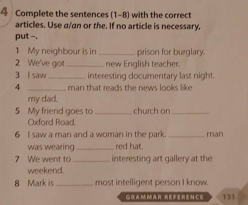 Complete the sentences (1-8) with..​