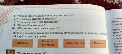 нужно записать цитатный план и найти заявку , развития действия и т.д.