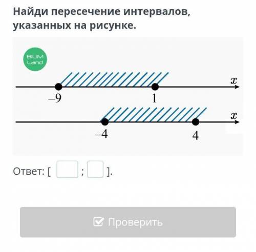 Найди пересечение интервалов, указанных на рисунке.​