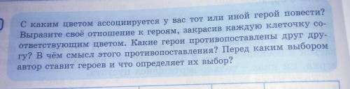 С каким цветом ассоциируется у вас тот или иной герой повести? Выразите своё отношение к героям, зак