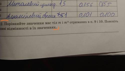 Порівняйте значення мас тіл m i m* отриманих в п.9 і 10.Поясніть відмінності в їх значення​