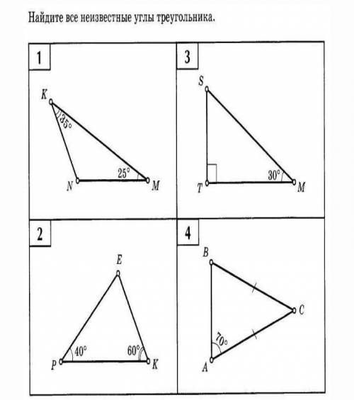 Найдите все неизвестные углы треугольника​