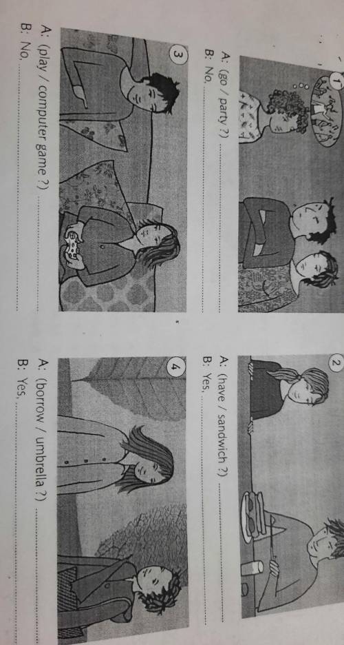 Write questions and answers for these pictures. Use con or could and the word in brackets. с2A: (go