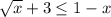 \sqrt{x} +3\leq 1-x