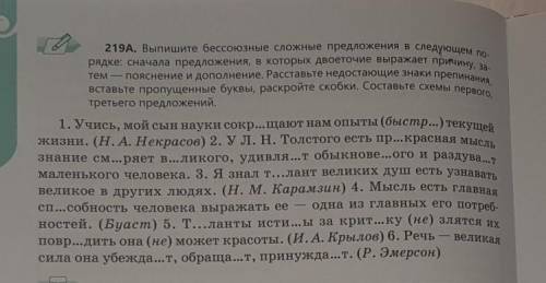 219A. Выпишите бессоюзные сложные предложения в следующем порядке: сначала предложения, в которых дв