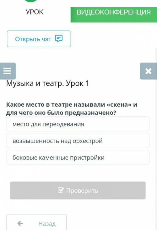 Музыка и театр. Урок 1 Какое место в театре называли «скена» и для чего оно было предназначено?место