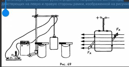 Используя правило левой руки, определите направление сил Ампера, действующих на левую и правую сторо