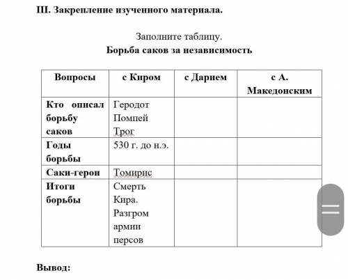 Помгите сделать таблицу пож