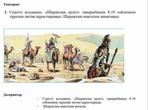 1. Суретті колданып, «Шырақтың ерлігі» тақырыбында 8-10 сөйлемнен тұратын әнгіме құрастырыңыз. Шырақ