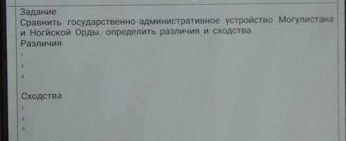 Задание. Сравнить государственно-административное устройство Могулистанаи Ногйской Орды, определить