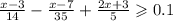 \frac{x - 3}{14} - \frac{x - 7}{35} + \frac{2x + 3}{5} \geqslant 0.1