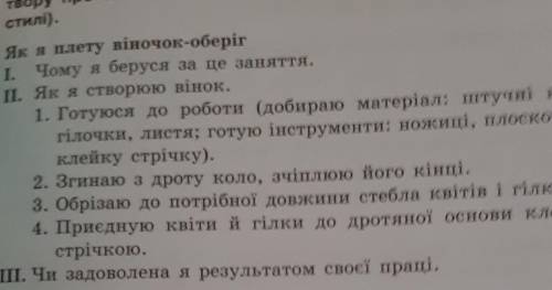 Як я плету віночок-оберіг. Скласти твір за планом​