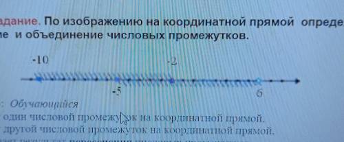 Задание. По изображению на координатной прямой определите пересечение и объединение числовых промежу