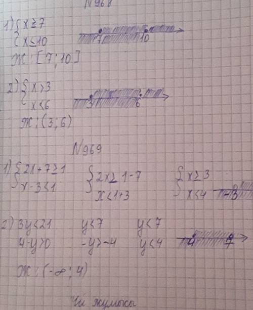 968. Напишите решение системы неравенств в виде числового проме-жутка и изобразите его на координатн