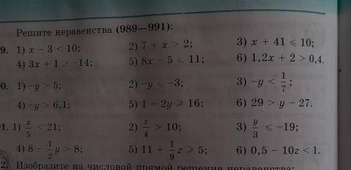 990. 1) -y > 5 2) -y <-33)-y<1/74)-y > 6,15) 1 - 2y > 166)29>у-279911)х/5<212)х