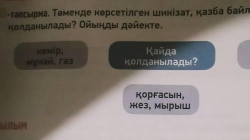 Қолданылады? Ойыңды дәйекте. АЙТЫЛЫММӘТІНСОҢЫ ЖҰМЫС10-тапсырма. Төменде көрсетілген шикізат, қазба б