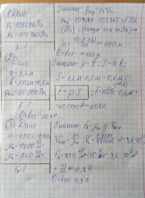 Определите глубину шахты, если на дне ее барометр показывает 109927 Па, а на поверхности Земли – 103