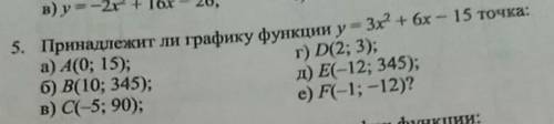 Принадлежит ли графику функции уграфику функции y=3x²+6x-15 ​