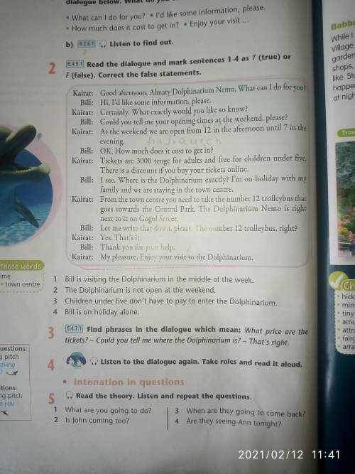 Read the dialogue and mark sentences 1-4 as T(true) or F(false). Correct the false statements.