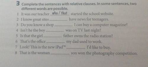 3 Complete the sentences with relative clauses. In some sentences, two different words are possible.