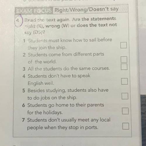 4 ) Read the town. Are the entran right (R), WC or does non pot say (DS) 1 Students whow to slalong