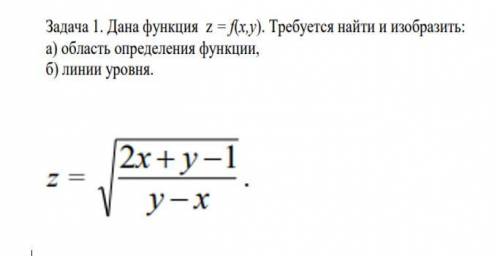 а)область определения функции,б) линии уровня.