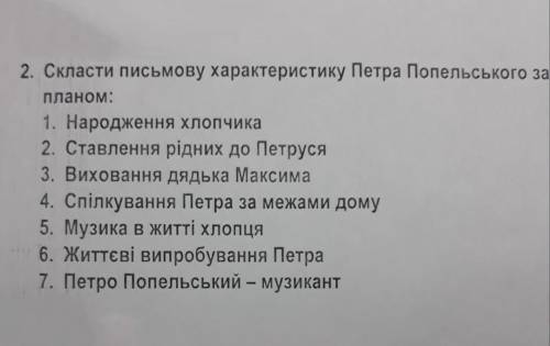 скласть писмову характеристику Петра Попельського