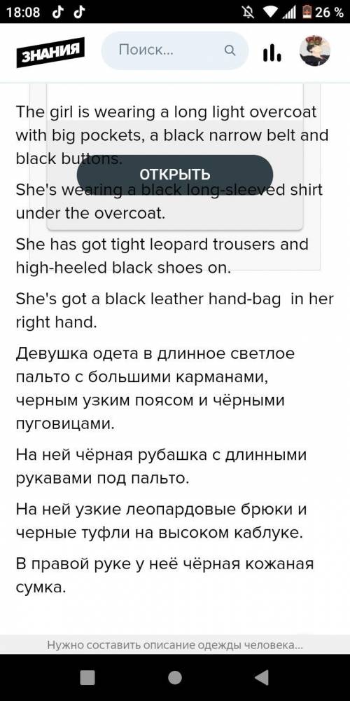 Творческая работа- картинка с описанием одежды нужно составить описание одежды человека на английско