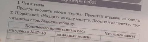 ДОСТИЖЕНИЙ «Молния» Проверь себя!1. Что я умеюПроверь скорость своего чтения. Прочитай отрывок из бе