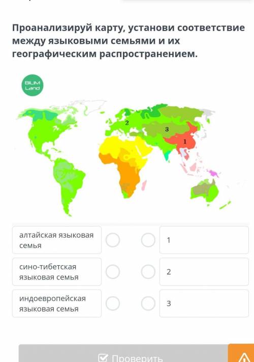 Проанализируйте карту установи соответствие между языковыми и их географическим распространением​