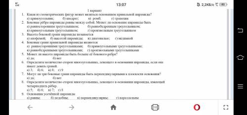 тест по пирамиде 1,2 вариант,кто прям хорошо шарит в них решить оба варианта