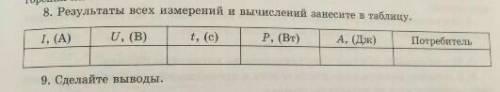 Результаты всех измерений и вычислений занесите в таблицу ​